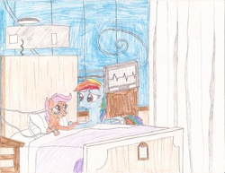 Size: 825x637 | Tagged: safe, artist:bronyhaterslayer, rainbow dash, scootaloo, g4, traditional art