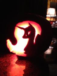 Size: 720x960 | Tagged: safe, artist:bloodyokami, nightmare moon, g4, carving, halloween, holiday, jack-o-lantern, nightmare night symbol, pumpkin
