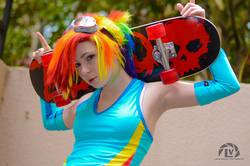 Size: 2048x1357 | Tagged: dead source, safe, artist:stunnerstatus, rainbow dash, human, g4, cosplay, goggles, irl, irl human, photo, skateboard