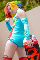 Size: 1357x2048 | Tagged: dead source, safe, artist:stunnerstatus, rainbow dash, human, g4, cosplay, goggles, irl, irl human, photo, skateboard