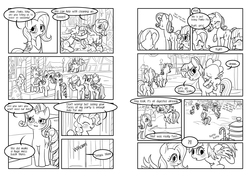 Size: 3508x2480 | Tagged: safe, artist:mrs1989, applejack, fluttershy, pinkie pie, rainbow dash, rarity, spike, twilight sparkle, alicorn, pony, g4, comic, female, high res, mane seven, mane six, mare, mlp fan comic party!!, twilight sparkle (alicorn)