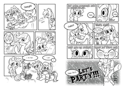 Size: 3508x2480 | Tagged: safe, artist:mrs1989, applejack, fluttershy, pinkie pie, rainbow dash, rarity, twilight sparkle, alicorn, pony, g4, comic, female, high res, mane six, mare, mlp fan comic party!!, sugarcube corner, twilight sparkle (alicorn)