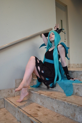 Size: 4000x6016 | Tagged: safe, artist:shelle-chii, queen chrysalis, human, g4, barefoot, cosplay, feet, irl, irl human, photo