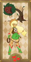 Size: 500x1000 | Tagged: safe, artist:ruhiana, applejack, human, g4, crossover, female, humanized, puella magi madoka magica, solo