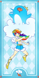 Size: 500x1000 | Tagged: safe, artist:ruhiana, rainbow dash, human, g4, crossover, female, humanized, puella magi madoka magica, solo