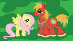 Size: 601x335 | Tagged: safe, artist:devansnape, big macintosh, fluttershy, earth pony, pony, g4, male, ship:fluttermac, shipping, stallion, straight