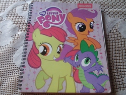 Size: 2048x1536 | Tagged: safe, apple bloom, scootaloo, spike, g4, cutie mark crusaders, notebook