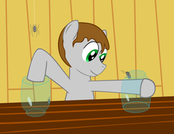 Size: 1673x1291 | Tagged: safe, artist:spideranon, artist:synch-anon, oc, oc only, pony, spider, jar, solo, vector