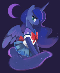 Size: 821x1002 | Tagged: safe, artist:ende26, princess luna, g4, 30 minute art challenge, clothes, female, looking at you, school uniform, schoolgirl, solo