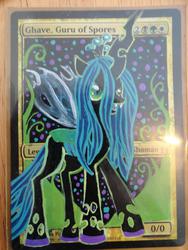 Size: 2073x2764 | Tagged: safe, queen chrysalis, g4, customized toy, ghave guru of spores, high res, irl, magic the gathering, painted, photo, toy, trading card