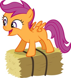 Size: 852x937 | Tagged: safe, artist:scienceisanart, scootaloo, g4, cute, cutealoo, female, happy, hay, simple background, solo, vector, white background