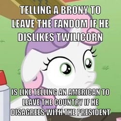 Size: 500x500 | Tagged: safe, sweetie belle, twilight sparkle, alicorn, pony, g4, alicorn drama, alicorn drama drama, alicorn drama drama drama, drama, exploitable meme, image macro, meme, meta, metadrama, op has a point, sudden clarity sweetie belle, twilight sparkle (alicorn)