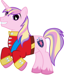 Size: 1024x1236 | Tagged: safe, artist:blah23z, princess cadance, shining armor, g4, grin, horn, horn ring, looking at you, male, palette swap, pink, rearing, simple background, smiling, solo, transparent background, unshorn fetlocks, vector