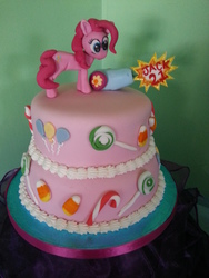 Size: 2448x3264 | Tagged: safe, pinkie pie, g4, cake, high res, irl, party cannon, photo