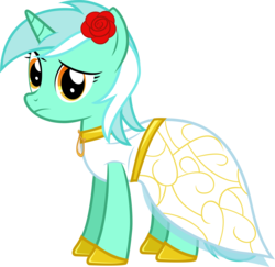 Size: 8000x7776 | Tagged: safe, artist:emper24, lyra heartstrings, g4, absurd resolution, clothes, dress, female, flower, flower in hair, lyra is not amused, raised eyebrow, simple background, solo, transparent background, vector