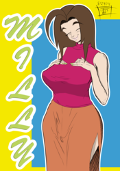 Size: 2100x3000 | Tagged: safe, artist:thethunderpony, oc, oc only, oc:milly, human, breasts, eyes closed, female, high res, humanized, nail polish, ring, solo, wide hips