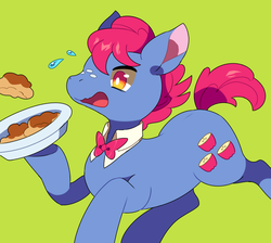 Size: 900x807 | Tagged: safe, artist:kabosu, apple split, earth pony, pony, g4, apple family member, apple fritter (food), male, pixiv, simple background, solo, stallion