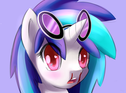 Size: 2700x2000 | Tagged: safe, artist:ligerstorm, dj pon-3, vinyl scratch, pony, unicorn, g4, blushing, bust, female, high res, nosebleed, solo