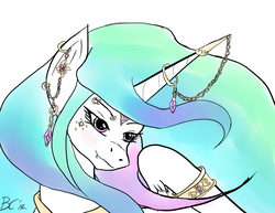 Size: 1100x850 | Tagged: safe, artist:bottlecapp, princess celestia, g4, female, piercing, solo