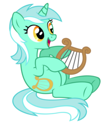 Size: 5000x5709 | Tagged: safe, artist:moonbrony, lyra heartstrings, pony, unicorn, g4, absurd resolution, female, lyre, simple background, sitting, solo, transparent background, vector