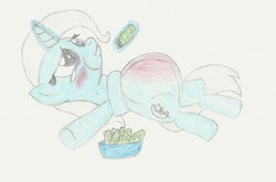 Size: 1024x676 | Tagged: safe, artist:knightmare-moon, trixie, pony, unicorn, g4, belly, female, mare, pickle, pregnant, pregxie, sad, solo