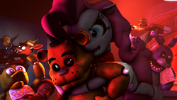 Size: 3840x2159 | Tagged: safe, pinkie pie, five nights at aj's, g4, 3d, bonnie pie, crossover, engineer, engineer (tf2), five nights at freddy's, gmod, high res, plank, team fortress 2