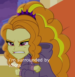 Size: 661x677 | Tagged: safe, adagio dazzle, equestria girls, g4, my little pony equestria girls: rainbow rocks, clothes, female, gem, hoodie, i'm surrounded by idiots, meme, reaction image, scar, siren gem, solo, surrounded by idiots, the lion king