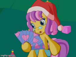 Size: 360x270 | Tagged: safe, screencap, mayor flitter flutter, g3, g3.5, twinkle wish adventure, animated, fan, fanning, fanning self, glasses, hat, imgflip, sitting, stare