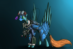 Size: 2500x1666 | Tagged: safe, artist:madhotaru, oc, oc only, butterfly, pegasus, pony, camera, clothes, pegasus oc, solo, tail, tail wrap, wing extensions