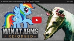 Size: 438x246 | Tagged: safe, rainbow dash, g4, armor, barely pony related, men at arms reforged, youtube, youtube link