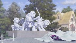 Size: 1684x959 | Tagged: safe, artist:cannibalus, g4, male, night guard, royal guard, solo, statue