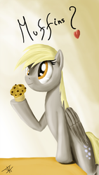 Size: 918x1632 | Tagged: dead source, safe, artist:jeki, derpy hooves, pegasus, pony, g4, female, heart, marriage proposal, muffin, solo, that pony sure does love muffins