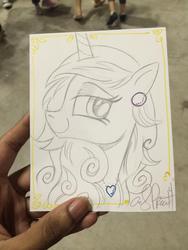 Size: 1024x1365 | Tagged: safe, artist:andypriceart, princess cadance, g4, alternate hairstyle, earring, female, monochrome, solo, traditional art