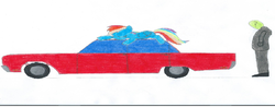 Size: 1356x533 | Tagged: safe, rainbow dash, oc, oc:anon, g4, car, traditional art