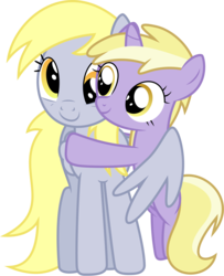 Size: 5329x6573 | Tagged: safe, artist:thisismyphotoshoppin, derpy hooves, dinky hooves, pegasus, pony, g4, absurd resolution, cute, daaaaaaaaaaaw, derpabetes, dinkabetes, equestria's best daughter, equestria's best mother, female, hug, like mother like daughter, like parent like child, mare, simple background, transparent background, vector, winghug