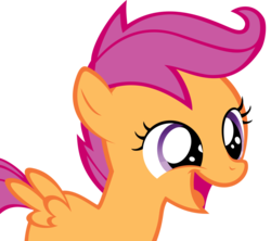 Size: 948x842 | Tagged: safe, artist:emonroe7, scootaloo, pegasus, pony, g4, cute, cutealoo, female, filly, happy, open mouth, simple background, solo, transparent background, vector