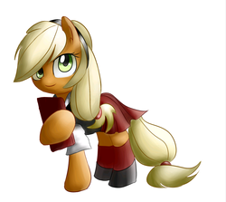 Size: 874x779 | Tagged: safe, artist:supermare, applejack, g4, female, gwen stacy, male, solo, spider-man