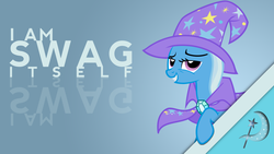 Size: 1920x1080 | Tagged: safe, artist:theshabbycat, artist:x3demonomega, trixie, pony, g4, cape, clothes, cutie mark, female, hat, mare, raised hoof, solo, swag, trixie's cape, trixie's hat, vector, wallpaper