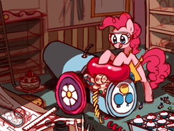 Size: 600x450 | Tagged: safe, artist:bartolomeus_, pinkie pie, g4, female, party cannon, safety goggles, solo