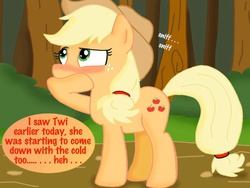 Size: 1024x768 | Tagged: safe, applejack, g4, female, mucus, nostril flare, scootaloo's scootaquest, sneezing, sneezing fetish, snot, solo