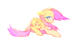 Size: 1002x571 | Tagged: safe, artist:shacklefunk, fluttershy, pegasus, pony, g4, blushing, female, mare, simple background, solo, white background