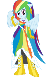 Size: 3000x4975 | Tagged: safe, artist:ruinedomega, rainbow dash, equestria girls, g4, clothes, dress, female, gala dress, long hair, ponied up, ponyscape, simple background, solo, transparent background, vector