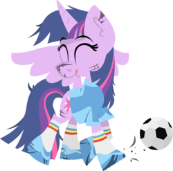 Size: 7219x7137 | Tagged: safe, artist:zvn, twilight sparkle, alicorn, pony, g4, 4chan cup, absurd resolution, ball, clothes, eyes closed, female, football, hooves, horn, lineless, mare, simple background, solo, transparent background, twilight sparkle (alicorn), wings
