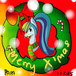 Size: 1000x1000 | Tagged: safe, artist:papaii123, sonata dusk, pony, equestria girls, g4, my little pony equestria girls: rainbow rocks, candy cane, clothes, equestria girls ponified, female, mouth hold, ponified, scarf, solo