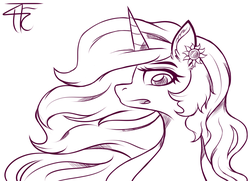 Size: 1261x913 | Tagged: safe, artist:php92, princess celestia, g4, female, looking at you, monochrome, open mouth, portrait, solo