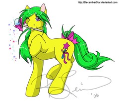 Size: 938x760 | Tagged: safe, artist:decemberstar, magic star, g1, female, mouth hold, solo, wand