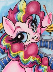 Size: 400x543 | Tagged: safe, artist:tinyunicornfarm, pinkie pie, g4, female, rainbow power, solo, traditional art