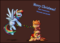 Size: 2800x2000 | Tagged: safe, artist:pimander1446, rainbow dash, oc, g4, christmas, commission, high res