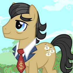 Size: 681x681 | Tagged: safe, screencap, filthy rich, earth pony, pony, family appreciation day, g4, cropped, dollar sign, male, necktie, solo, stallion