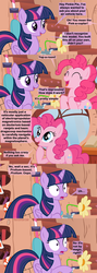 Size: 1120x3150 | Tagged: safe, artist:beavernator, pinkie pie, twilight sparkle, alicorn, pony, g4, comic, female, flying contraption, golden oaks library, helicopter, magic, mare, pedalcopter, shock, shocked, technobabble, twilight sparkle (alicorn)
